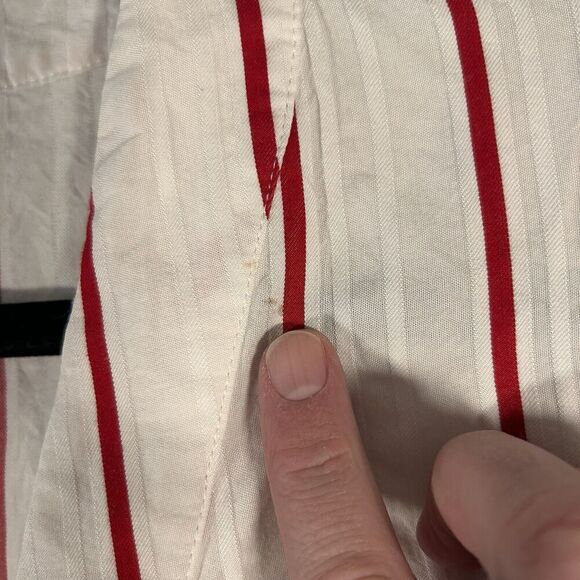 JOA Blouse Womens Medium White Red Striped Button Up Long Sleeve - Picture 6 of 8